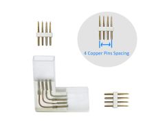  4 Pins L shape Bends branches 1 to 2 High Voltage 4-pin RGB led strip lights Bifurcation fast connectors With 3 Copper