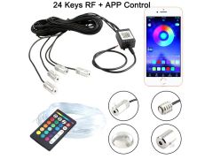 DC12V 3W 6 Heads Choose RGB Bluetooth 24 Keys Wireless Remote Voice APP Control Colour Changing Optic Fibre Light Illuminator