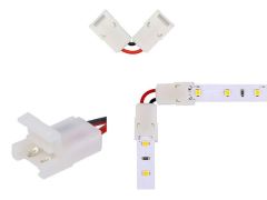 2 Pin L Shape Solderless LED Connector Clips Connection of 10mm Width Single Color LED Strip Light