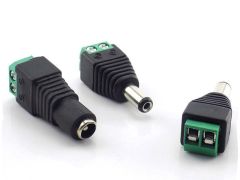 Standard 5.5mm Male or Female Barrel Connector to Screw Terminal Adapter