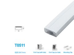 1M/5M/10M/20M Pack of T0511 LED Neon Light Housing for 8mm Wide LED Strip Lights