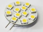 Disc Type 12 SMD 5050 G4 LED Lamp, 12 Volt  DC, 2.5W, Side-Pin