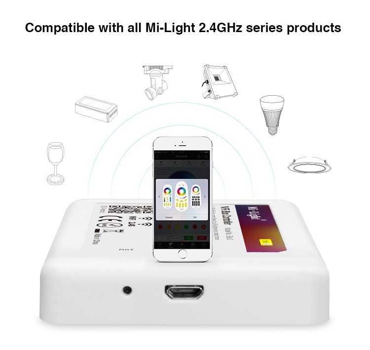 Mi.Light smart lighting controlled over 3G 4G internet WiFi