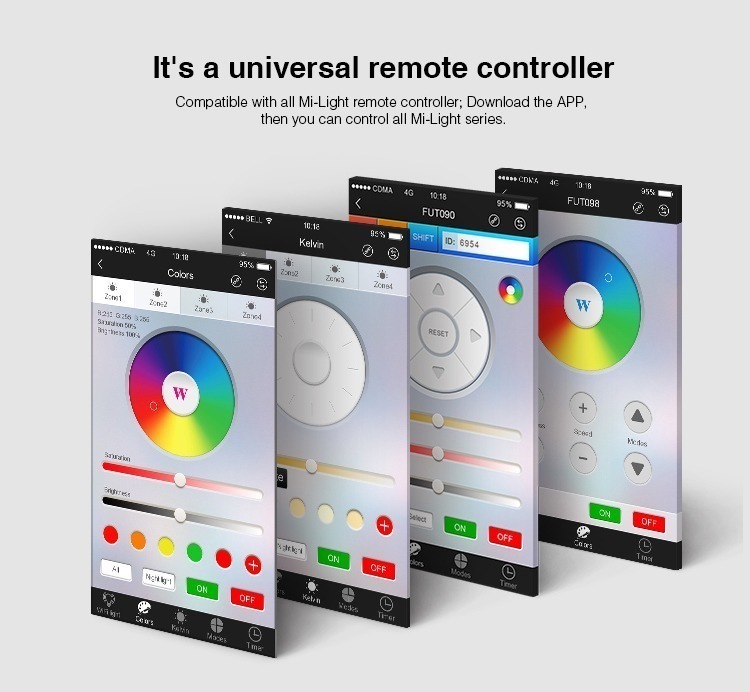 Mi.Light smart lighting controlled over 3G 4G internet WiFi